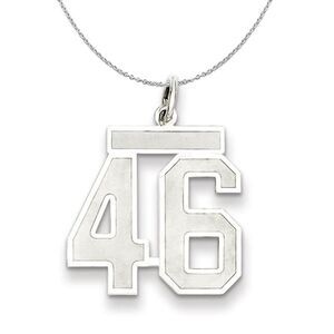 Sterling Silver, Jersey Collection, Medium Number 46 Necklace - 24 In